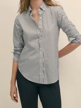H&M Black and White Vertical Stripe Button Down Cotton Shirt
